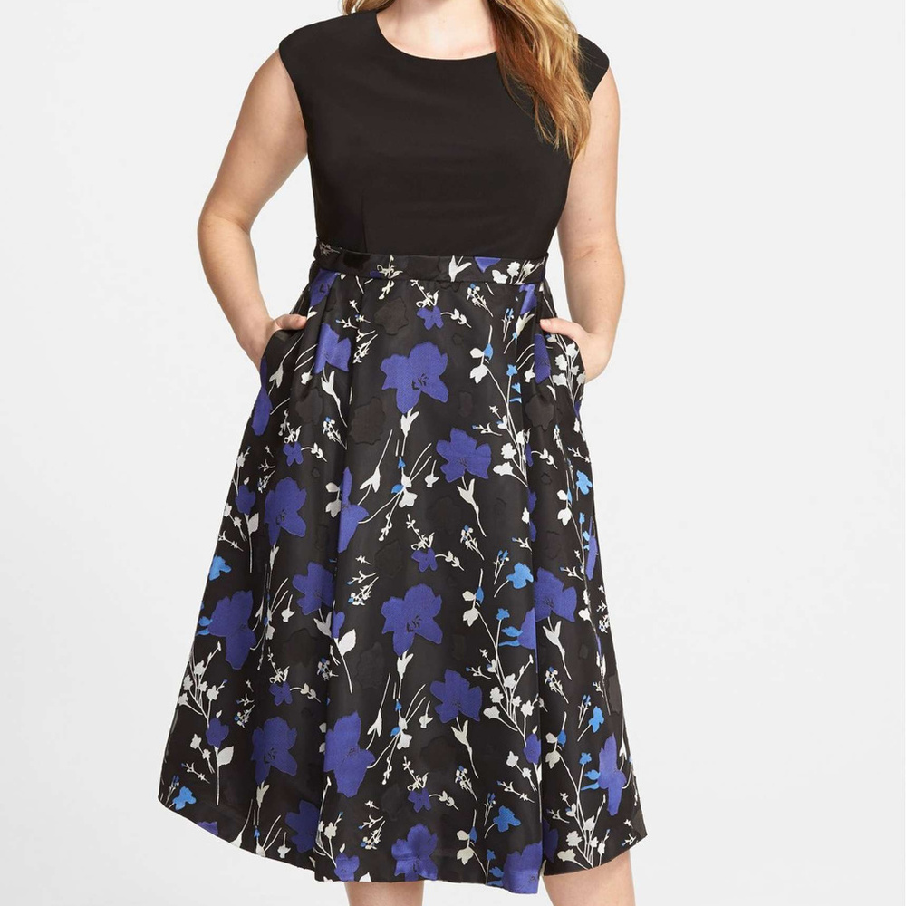 Floral Print Tea Length Dress